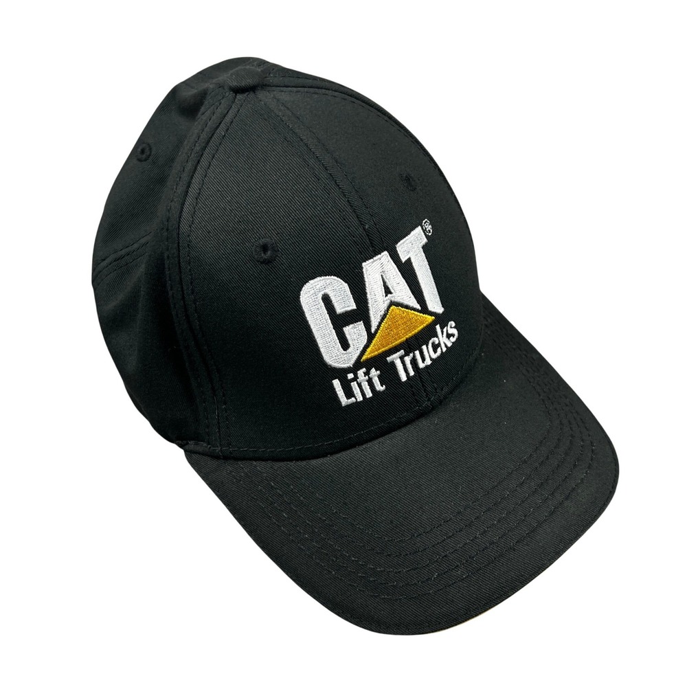 VTG CAT Caterpillar Lift Trucks Embroidered Black Baseball Cap‎ Mens Adjustable